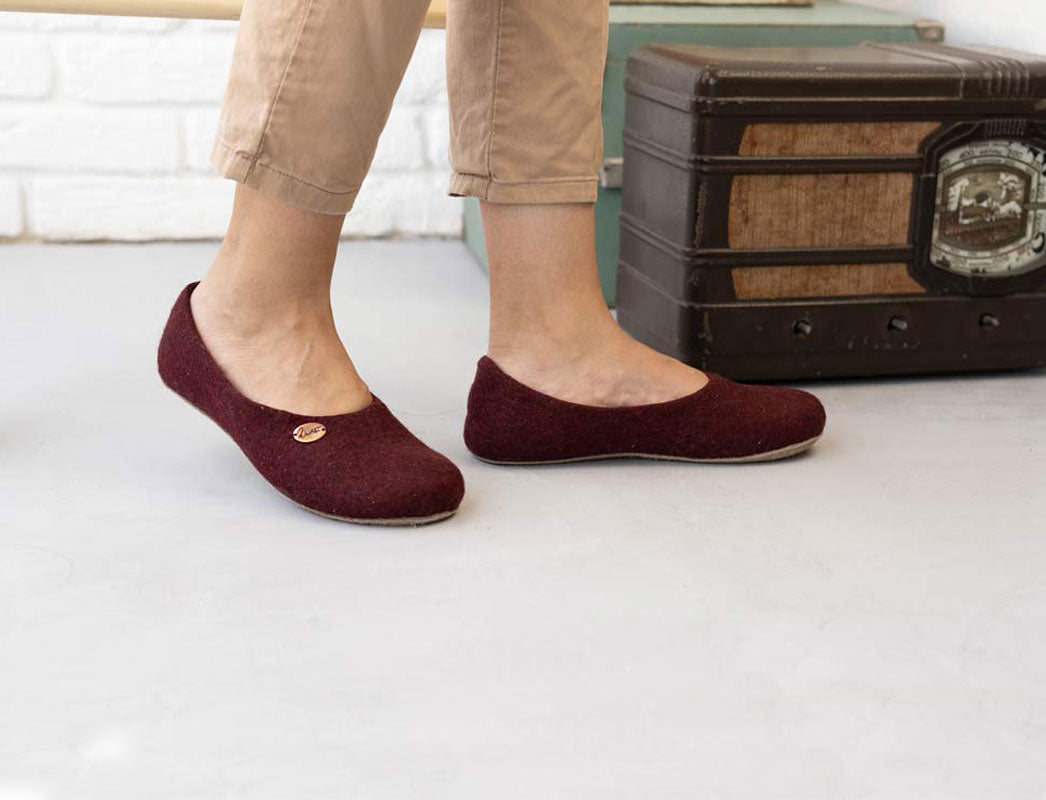 Tragebild darkcherry Ballerina Filzhausschuh