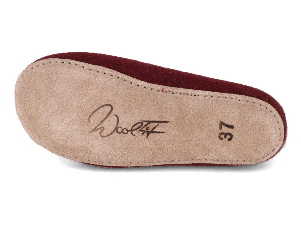 Ledersohle Filzhausschuh Ballerina darkcherry