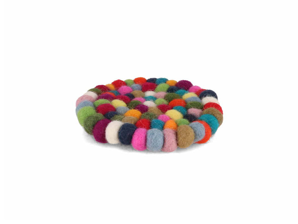 Filzkugeln Untersetzer für Getränke 10cm rund, bunt