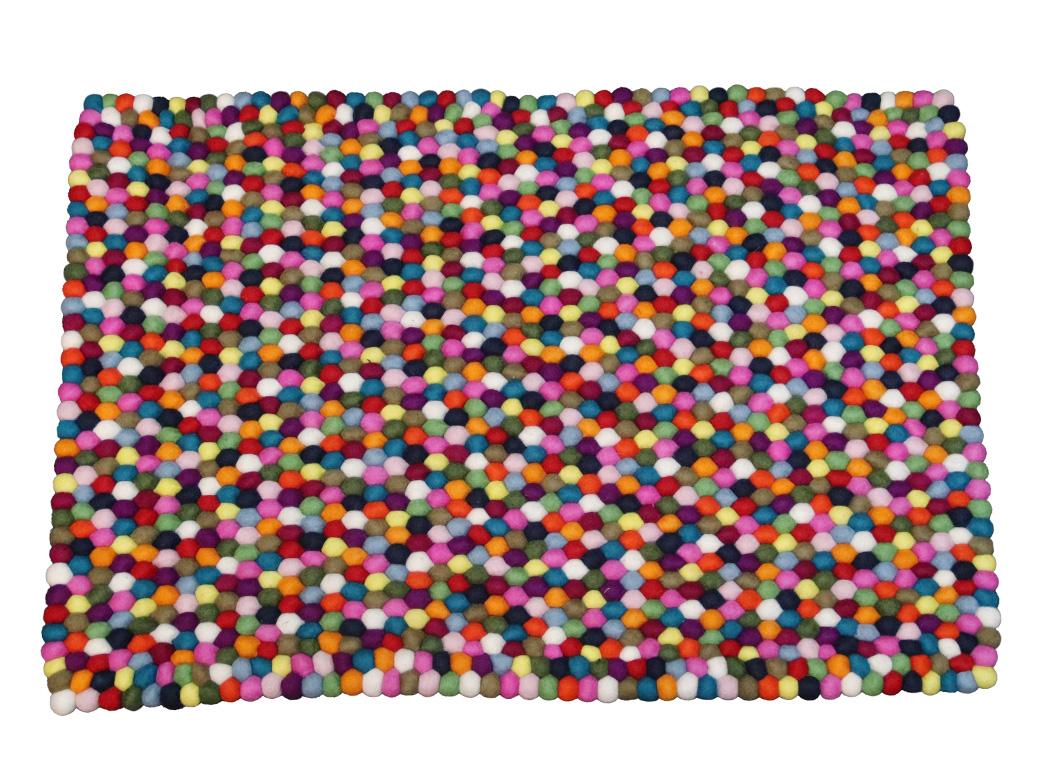 Filzkugelteppich 70x100cm, bunt