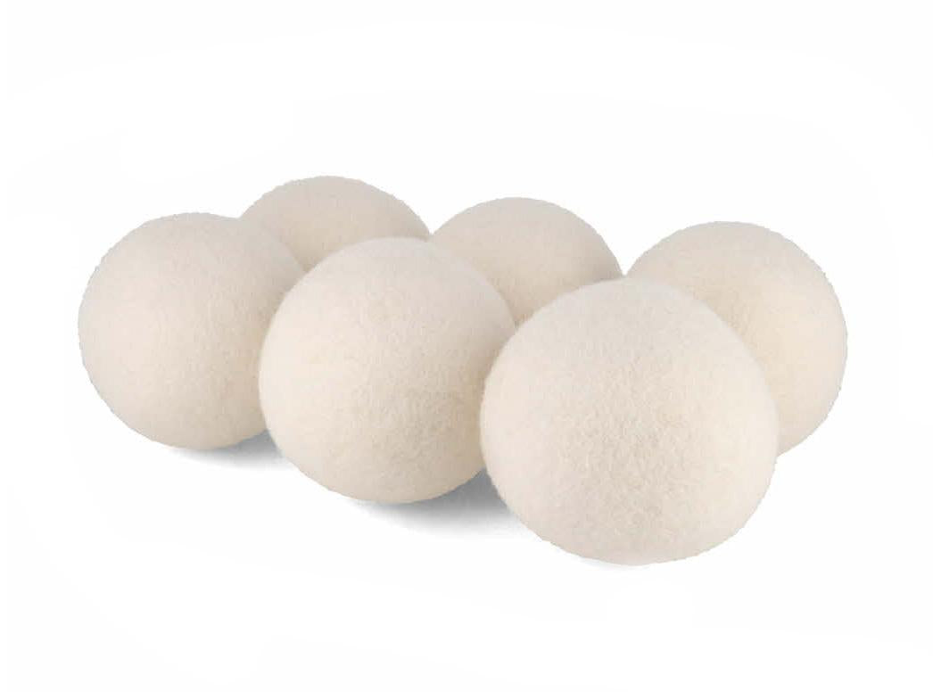 XXL Trocknerbälle 6 Stück aus 100% Wolle, weiß