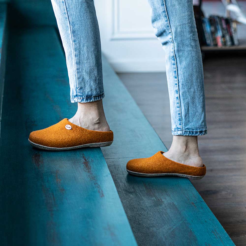 Filzpantoffeln mit Einlagen Classic, orange