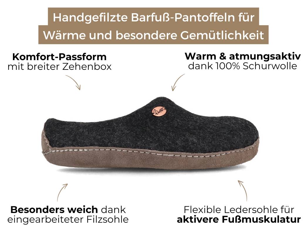 Barfuß-Hausschuh Footprint, graphit