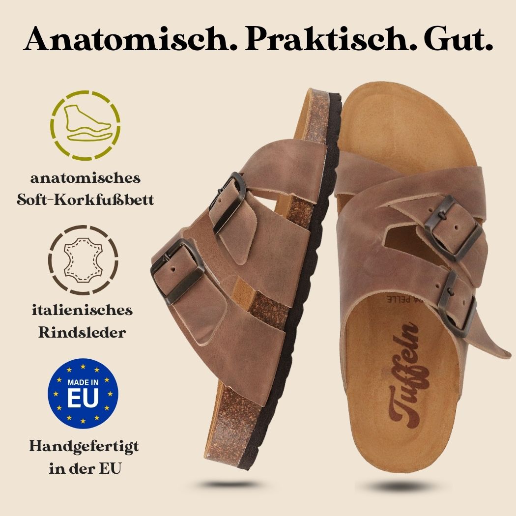 Tuffeln Borkum Ledersandale, beige