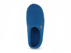 Barfuß-Hausschuh Footprint mit Naturgummisohle, blau