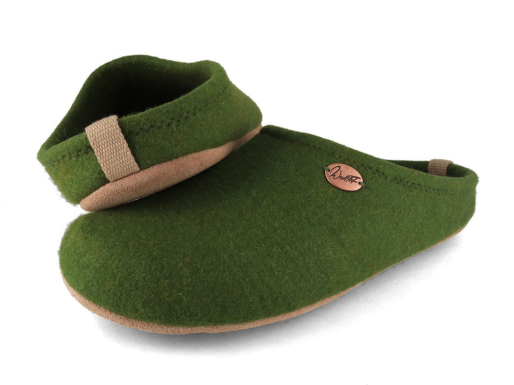 Barefoot Filzpantoffeln mit viel Zehenfreiheit, grün