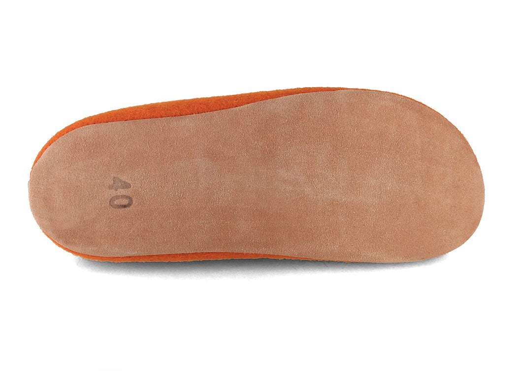 Barefoot Filzpantoffeln mit viel Zehenfreiheit, orange