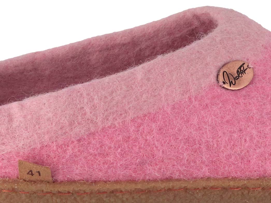 Sherpa Filzpantoffeln mit Fußbett & Naturgummisohle, rosa