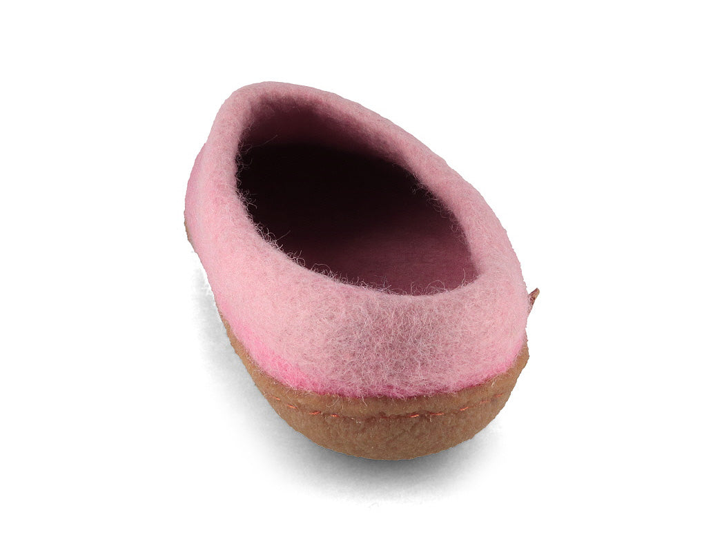 Sherpa Filzpantoffeln mit Fußbett & Naturgummisohle, rosa
