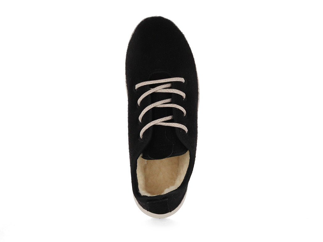 Merino Woll-Sneaker - gefüttert, schwarz
