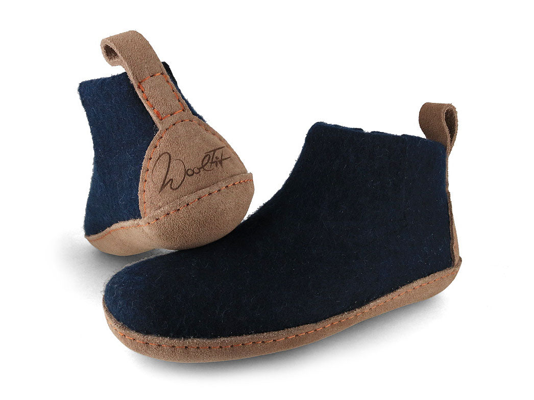 Hüttenschuhe mit Ledersohle Yeti, blau