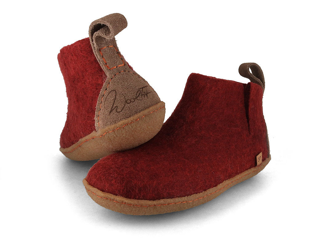 Hüttenschuhe mit Gummisohle Yeti, dunkelrot