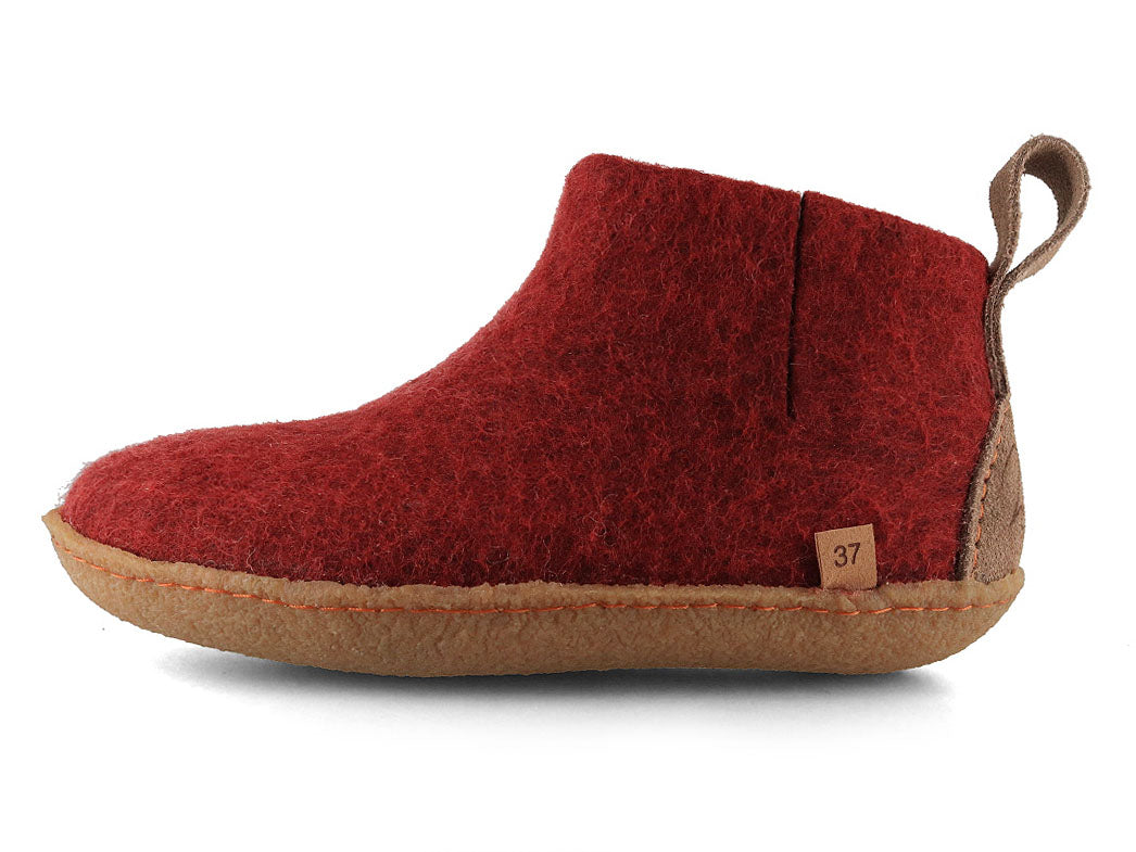 Hüttenschuhe mit Gummisohle Yeti, dunkelrot