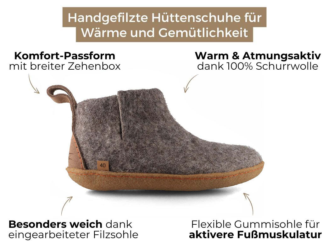 Hüttenschuhe mit Gummisohle Yeti, steingrau