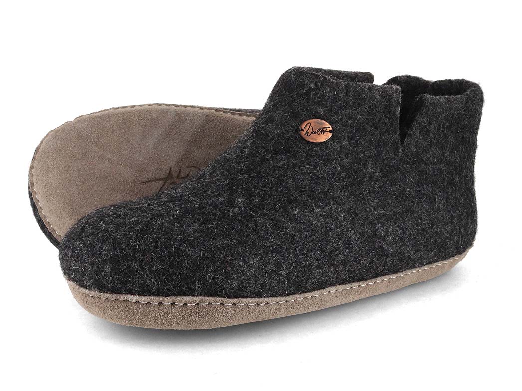 Hüttenschuhe mit Ledersohle Yeti, graphit