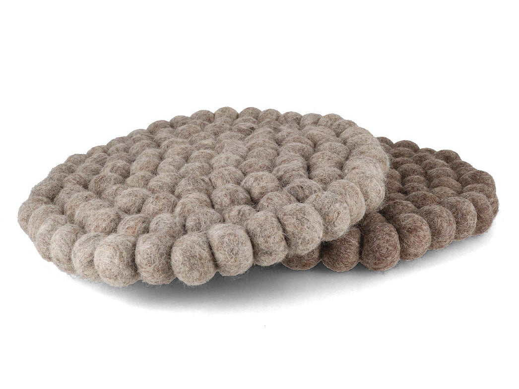 Filzkugeln Untersetzer für Töpfe 20cm rund, stone