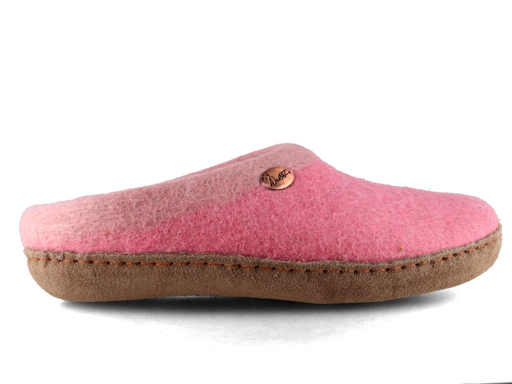 Sherpa Filzpantoffeln mit Fußbett & Ledersohle, rosa