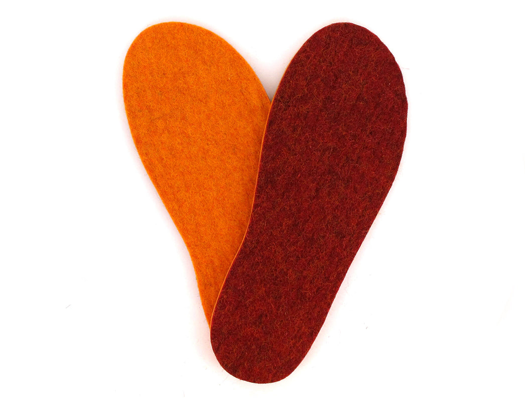 Classic zweifarbige Filz-Einlegesohlen, rot-orange